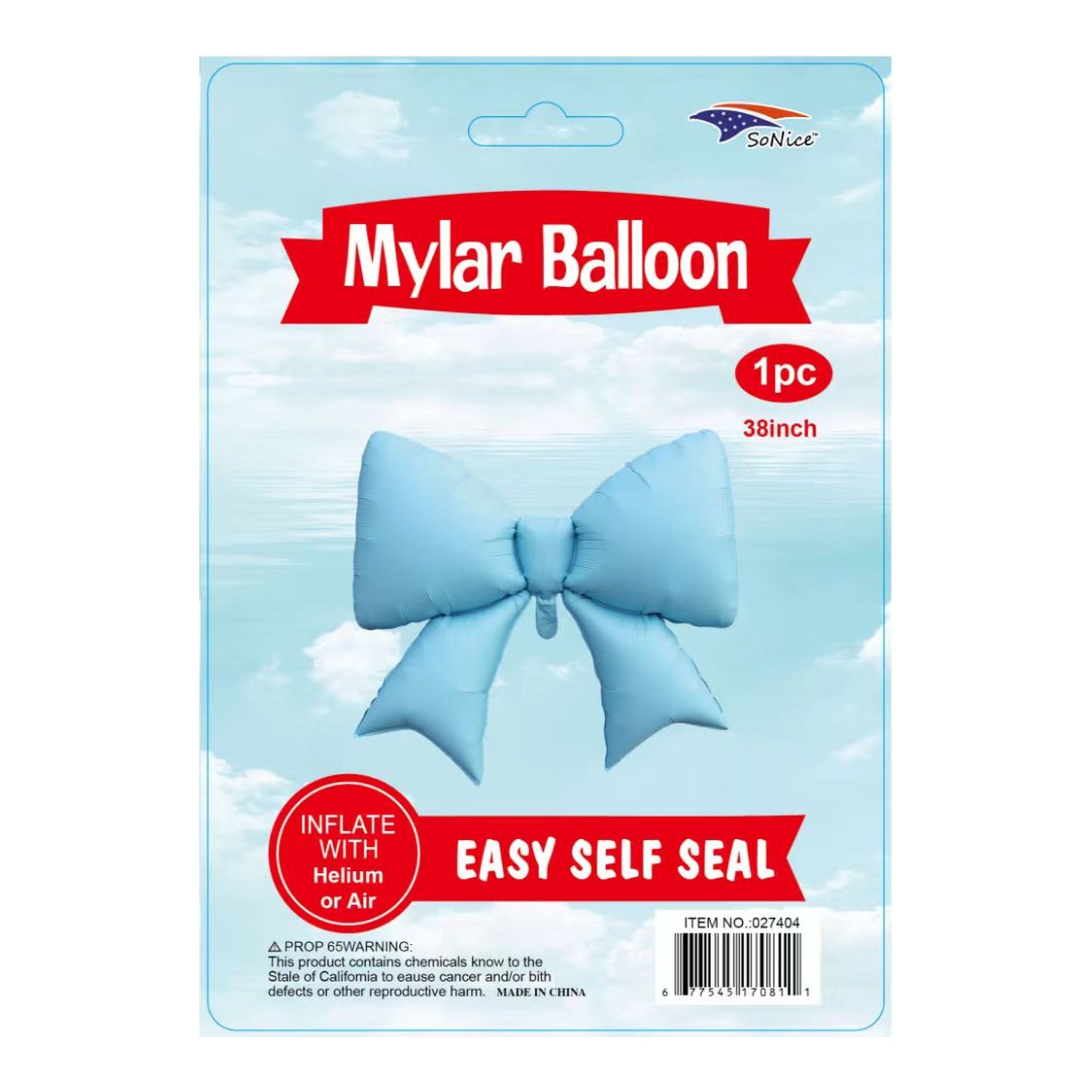 38" Foil Balloon Bow Blue